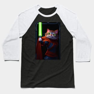 Fun Cat Print ~ AI Art ~ Fantasy Cat ~ Sci-fi Cat ~ Cats with Lightsabers Baseball T-Shirt